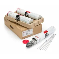 E330-16 stainless steel stick electrodes for arc welding. Each electrode measures 5/32 in x 14 in and is packaged in a 10 lb container. As-welded tensile strength ranges from 87 to 97 ksi. Suitable for welding stainless steel components in applications requiring corrosion resistance and strength