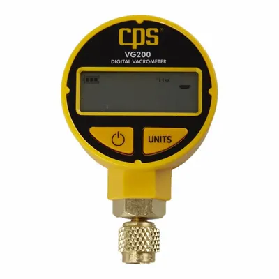 PRO-SET Vacuum Gauge: LCD, 1 micron Hg to 100,000 micron Hg, 1/4 in Female SAE Flare Right-Hand - Digital Vacuum Gauges