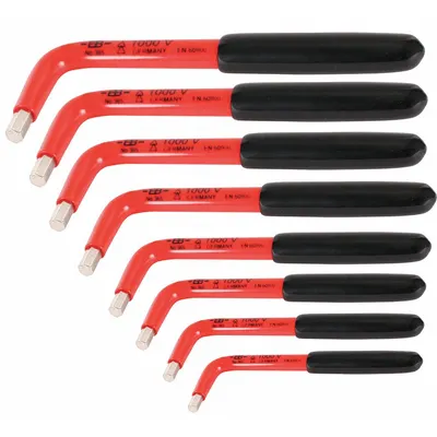 WIHA Hex Key Set: 6 - 10 Pieces, L, SAE, Std End, Long, 8 Pieces, Box, Chrome - Insulated Hex Key Sets