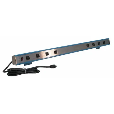 BENCHPRO Outlet Strip: 8 Outlets, 9 ft Cord Lg, 15 A Current, Not UL Rated for Healthcare - Industrial Power Strips