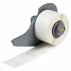Precut wraparound label made of white matte vinyl, sized 3/4 in x 1/2 in, for wire gauges 22 AWG to 12 AWG. Compatible with Brady M710 printer series and requires M7-R4300 ribbon. Used for permanent wire and cable identification in electrical panels and industrial equipment.