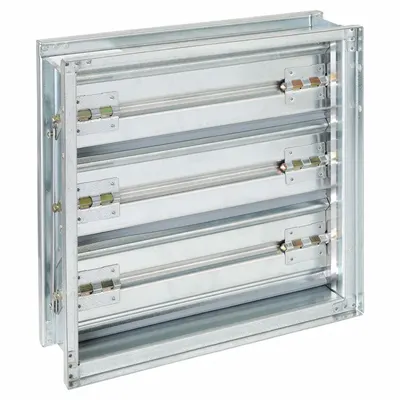 Dayton 17.75"H-W 5"L GStl Volume Control Dampr: 5 in L, 17 3/4 in H, 17 3/4 in W - Rectangular Manual Control Dampers