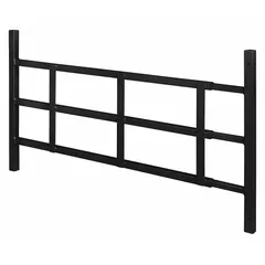 This fixed-installation window security bar system is constructed from carbon steel with a black finish. It features three horizontal bars, a height of 15-1/4 inches, and an adjustable width range from 32-1/2 to 54 inches. Designed for mounting on the inside or outside of window frames, it provides a physical barrier to help deter unauthorized entry.
