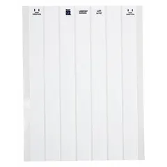 White polyester wraparound label measuring 1/2 in x 1 in, designed for wire gauges from 6 AWG to 0 AWG. Used for permanent identification of wires and cables in industrial control panels, electrical installations, and maintenance marking.