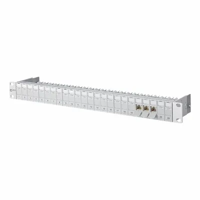 METZ CONNECT RU Frame: Rack, ABS, IDC Connection x RJ45, 180° Mounting Angle, 24 Ports - Voice & Data Housings, Panels & Connector Components