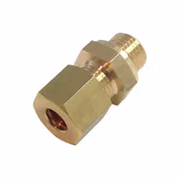 PARKER Compression Fitting Coupling: 7 mm Pipe x 4 mm OD Fitting Size, Metric x Compression, Brass (MPN 0101 04 55)