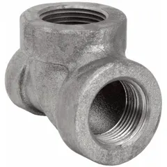 Threaded x Threaded x Threaded, Class 125, cast iron low-pressure pipe tee. Maximum operating pressure 175 psi at -20° to 150°F. Used to create branch connections in low-pressure water, air, or steam piping systems.