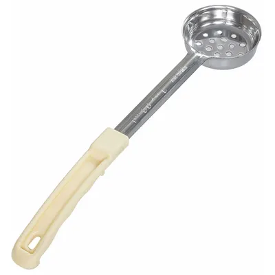 CRESTWARE Portion Controller: 3 oz Capacity, Stainless Steel, Perforated, Ivory, Plastic - Portion Control Spoons