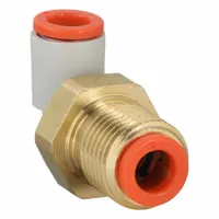 SMC Push-Fit Elbow Fitting: 4 mm OD x 4 mm OD Size, Push-to-Connect x Push-to-Connect, Brass, White (MPN KQ2LE04-00A)