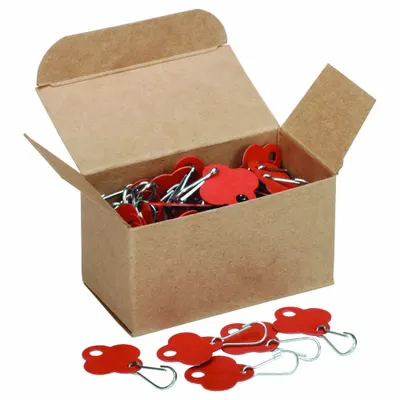 SKILCRAFT Shamrock Red Fiber Unlabeled Key Tags, 100 Pack