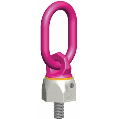 RUD CHAIN Hoist Ring: Pivot/Swivel, Steel w/Pink Powder-Coated Bail, M20-2.5, Max. 4,400 lb - Rotate-Under-Load Hoist Rings