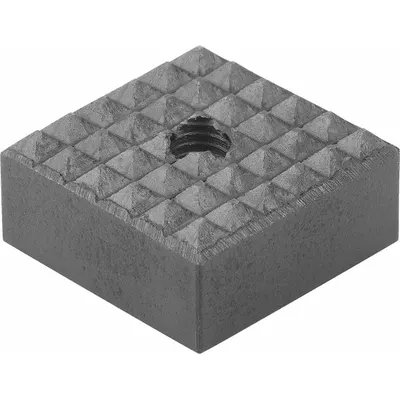 KIPP Gripper Pad w/Tapped Through-Hole: Carbide, Fine, 25 mm Face Wd, M6 - Square Gripper Pads with Tapped Through-Hole