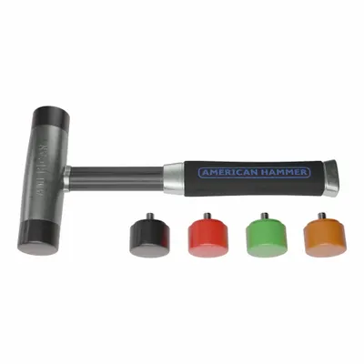 AMERICAN Replaceable Tip Hammer: Urethane, 1 1/2 lb Head Wt, 1 1/2 in Tip Dia, 11 1/2 in Overall Lg - Rubber-Tip Hammers