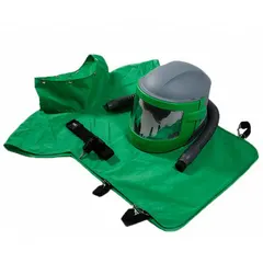 This RPB Nova 3 supplied-air respirator system includes a breathing tube, Nova 3 Flow Control, and an XL Nylon Cape. Designed for abrasive blasting environments, it provides respiratory protection against airborne particulates and impact during surface preparation and industrial cleaning.