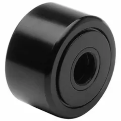 Inch-system, standard-duty yoke cam follower with 2 in roller diameter, single row of rollers, double-sealed flat outer ring, and alloy steel construction. Self-lubricated design for use as a track or cam follower in linear-motion systems, conveyors, and automation equipment.