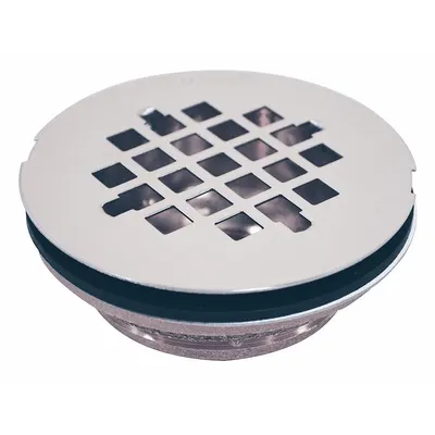 OATEY Shower Drain: Brass, Brass, 4 1/4 in Overall Dia, 2 1/4 in Overall Ht, Threaded - Pan & Tile-In Shower Drains