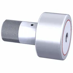 This heavy-duty stud cam follower has a 5/8 inch diameter and is constructed from stainless steel for corrosion resistance. It features a single row of bearings, double sealing, and a hex socket flat design. Suitable for linear motion systems, conveyor guides, and cam actuation in corrosive or washdown environments.
