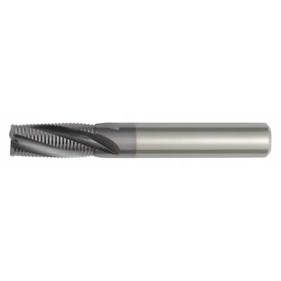 WIDIA HANITA Roughing End Mill: Carbide, TiAlN Coated, 4 Flute, Fine Pitch - Corner-Chamfer Carbide Roughing End Mills for Steel & Cast Iron