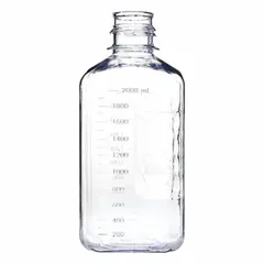 Plastic Lab Media Bottle, Polycarbonate, 2 L, Graduated, Colorless