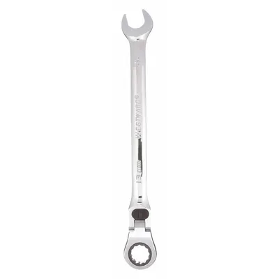 WESTWARD Combination Wrench: Alloy Steel, Chrome, 13 mm Head Size, 8 in Overall Lg - Metric 12-Point Ratcheting Combination Wrenches