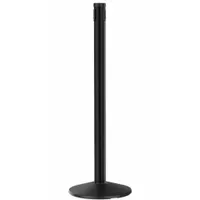 RETRACTA-BELT Belt Barrier Receiver Post: Round Sloped, 40 in Post Ht, Black, Aluminum, Sloped (MPN 301BA-RCV)