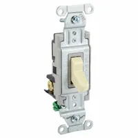 HUBBELL Wall Switch: Toggle Switch, 3-Way, Maintained, Ivory, 120/277V AC, 20 A (MPN CSB320I)