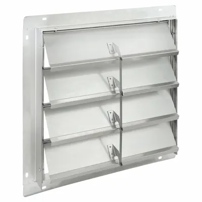Dayton 21"H-W 5 1/4"L SS Backdraft Dampr: For 18 in Fan, Single Panel, 21 in H - Wall-Mount Backdraft Dampers