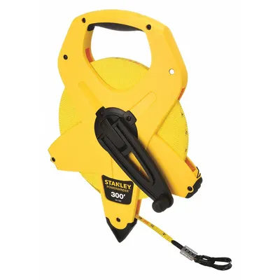 STANLEY Long Tape Measure: Manual, 34-762, SAE/Engineers Scale, 300 ft, 1/8 in - Open-Reel Long Tape Measures