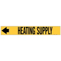 Pipe Marker: Heating Supply, Yellow, Black, Fits 1 1/2 to 2 in Pipe O.D., 25 Pipe Markers (MPN 20436)
