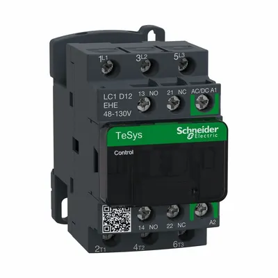 SCHNEIDER Magnetic Contactor: Non-Reversing, 3 Poles, 3NO Contacts, 12 A - Non-Reversing IEC Contactors
