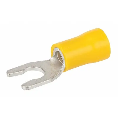 POLARIS Fork Terminal: Yellow, Vinyl, #10 Stud Size, 12 AWG – 10 AWG Wire Range - Insulated Fork Terminals