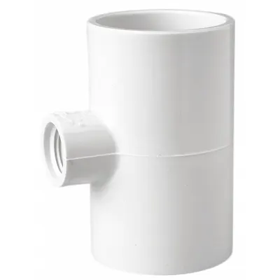 LASCO Tee Pipe Fitting: Schedule 40, PVC, 2 in x 2 in x 1/2 in Size, Socket x Socket x Threaded - Schedule 40 Pipe Fittings