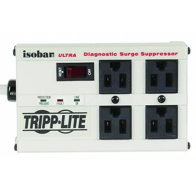 TRIPP LITE Outlet Strip: 4 Outlets, 6 ft Cord Lg, 3,330 J Rated Energy, 12 A Current - Industrial Surge Protectors