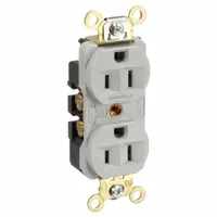 HUBBELL Receptacle: Duplex, 5-15, Gray, 125V AC, 15 A, 2 Pole / 3 Wire (MPN HBL5252GY)