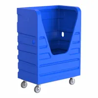 R&B WIRE PRODUCTS INC. Cube Truck: 48 in L x 29 in W x 69 in H, (2) Rigid/(2) Swivel, Blue, Rubber (MPN 849B)