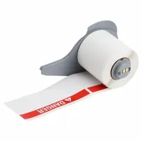 Pre-Cut Label Stock Roll: Danger, 1 29/32 in x 4 in, 4 in x 1 29/32 in, Vinyl, Black/Red/White (MPN M7-38-595-DANGER)