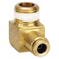 Push-Fit Elbow Fitting: 3/8 in OD x 1/2 in Pipe Fitting Size, Push-to-Connect x NPTF, Brass, Adapter (MPN 1869X6X8)