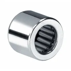 One-row drawn-cup needle roller bearing with full complement design for maximum load capacity in compact radial spaces. Open configuration, alloy steel construction, inch dimensions. Suitable for gearboxes, pumps, and conveyor systems where radial space is limited.