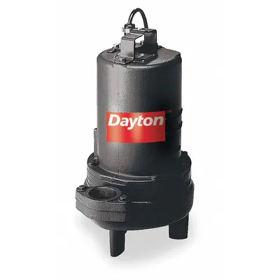 Dayton Sewage Ejector Pump: Three Phase, 2 hp, 240V AC, 175 gpm Flow Rate @ 10' of Head - General Purpose Sewage Ejector Pumps
