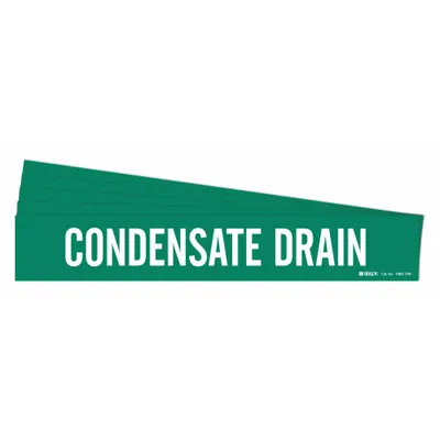 BRADY Pipe Marker: Condensate Drain, Green, White, Fits 8 in and Larger Pipe O.D. - Condensate Drain Adhesive Pipe Markers