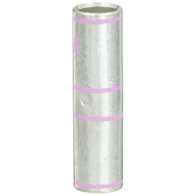 3M Open Barrel Splices: 1/0 AWG Wire Size, Pink Code, 1.88 in, Copper Barrel - Crimped Butt Splice Compression Connectors