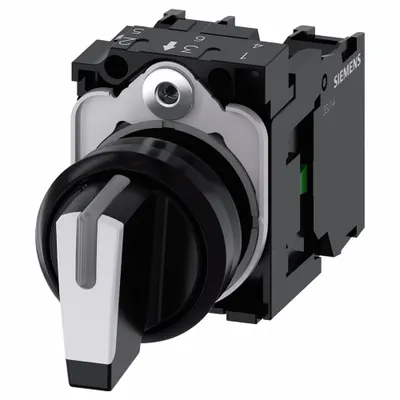 Siemens Selector Switch: 22 mm Panel Mounting Size, 3 Positions, Short Lever, 1NO - Illuminated Selector Switches