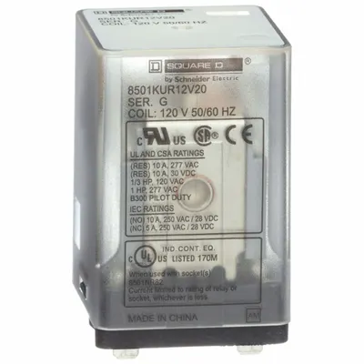 SCHNEIDER General Purpose Relay: Socket Mounted, 10 A Current Rating, 120V AC, DPDT - Socket-Mounted Relays