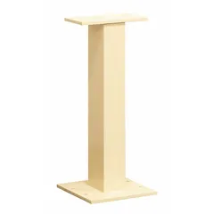This aluminum pedestal is designed for bolt-mounted installation with a Cluster Box Unit. It features a powder-coated beige finish and measures 28-1/2 inches high by 12 inches wide by 12 inches deep. Mounting hardware is not included.