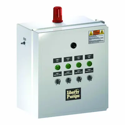 LIBERTY PUMPS Quadplex Control Panel: Quadplex, 3, 208/230V AC, 6 to 10 A, Tether Float - Multi-Purpose Pump Control Panels