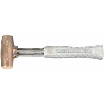 AMERICAN Bronze Mallet: Aluminum Handle, Ribbed Grip, 2 lb Head Wt, 1 1/4 in Dia - Bronze Mallets