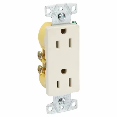 HUBBELL Receptacle: Decorator Duplex, 5-15, Light Almond, 125V AC, 15 A - General Purpose Receptacles