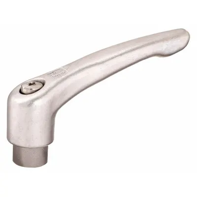 KIPP Adjustable Handle: SS, 3/8"-16 Thread, 14 mm Thread Lg - Corrosion-Resistant Teardrop-Style Adjustable Handles with Threaded Hole