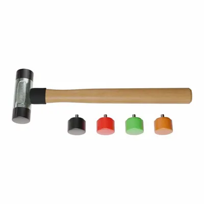 AMERICAN Replaceable Tip Hammer: Urethane, 1 lb Head Wt, 1 in Tip Dia, 10 in Overall Lg - Rubber-Tip Hammers