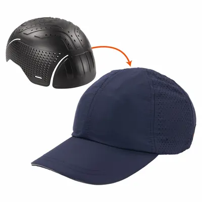 ERGODYNE Bump Cap: Navy Blue, Buckle, Head Protection Venting, Polyethylene - Baseball Style Bump Caps